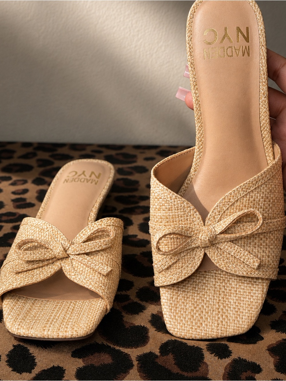 Madewell Natural Straw Bow Slip-On Mules